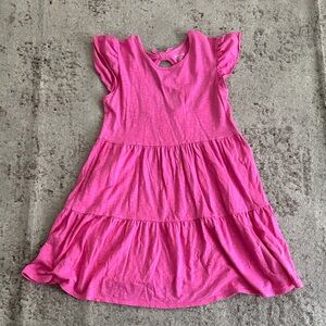 Pink Flutter Sleeve Kids Dress